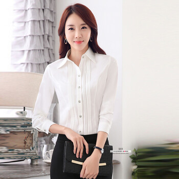 噢邸博 2015秋装新品长袖职业衬衫女韩版酒店工作服职业装衬衣 玫红衬衫+长裤 M