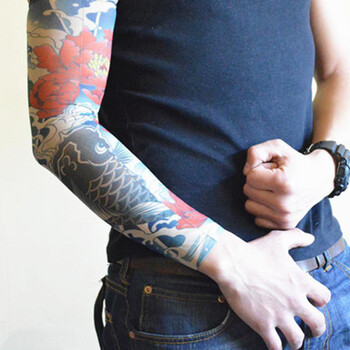 有缝男女运动户外防晒透气骑行护臂钓鱼手臂套 鱼跃龙门 s