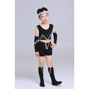 儿童动物小蚂蚁表演服演出服幼儿蚂蚁过河集体舞台演出服装 黑色 120