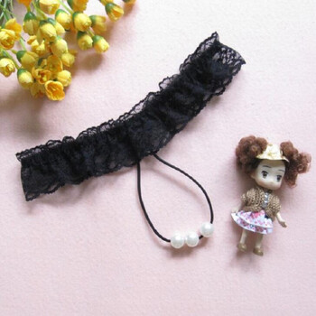 情趣内衣女开裆裤丁字裤带珍珠诱惑成人情趣用品黑色