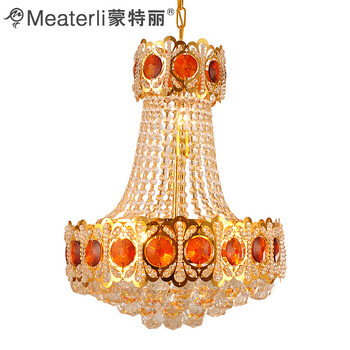 蒙特丽 金黄色水晶吊灯8317-500 豪华餐厅灯客厅灯卧室灯具 皇冠(B) 直径500mm