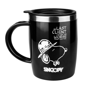 史努比（SNOOPY）不锈钢办公水杯 休闲情侣杯420ML 黑色 SP-N012-1
