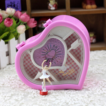 创意爱心音乐盒 旋转跳舞芭蕾女孩八音盒 送闺蜜女友生日礼物 白色