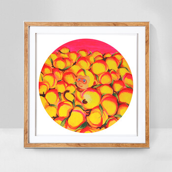 现代简约客厅餐厅装饰画 玄关挂画壁画艺术版画 丰衣足食-简框木色