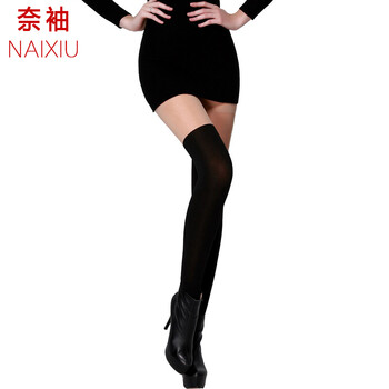奈袖 打底裤袜女百搭保暖拼接假长筒袜假高筒袜过膝袜加厚加绒显瘦 优雅黑假筒袜1条 均码F