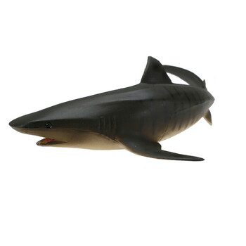 世界动物模型玩具抹香鲸大白鲨海龟海豹鲨鱼模型实心塑料静态 虎鲨_ 3