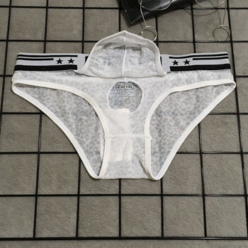内裤男三角裤 低腰性感情趣蕾丝三角男枪弹离合冰丝男士内裤 白色