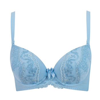 硕古今甜美清新糖果色小杯聚拢文胸性感蕾丝花边舒适内衣女 浅蓝 70b