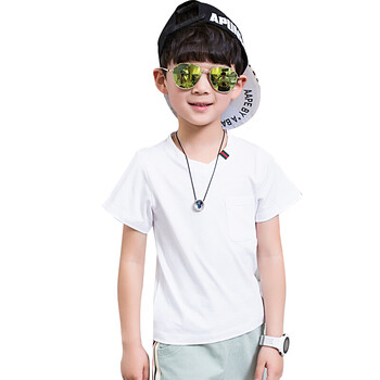 男童夏装新款休闲儿童短袖t恤男孩上衣体恤中大童夏季韩版潮童装 白色