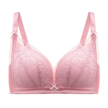 文胸性感舒适透气无钢圈薄款内衣少女聚拢调整型上托女胸罩 粉红色