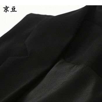 京豆秋冬装新款2015韩版中长款背心马夹无袖纯色西装马甲女都市休闲外套 黑色 M