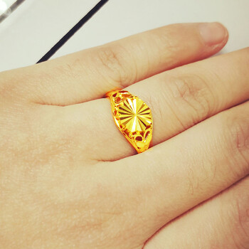 老凤凰珠宝黄金戒指女款足金年轻人戒子素金真金饰品活口结婚首饰送