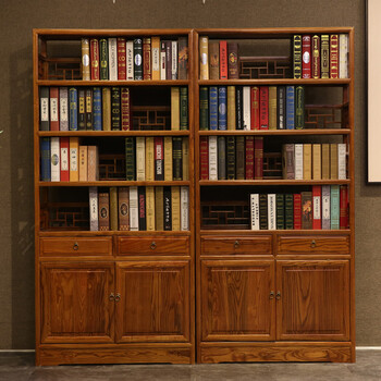 书柜实木书架组合南榆木古董架仿古中式家具古董架明清 单个三层书架