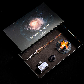 520情人节生日礼物实用送女生闺蜜男女朋友 星空玻璃笔套装-红棕色