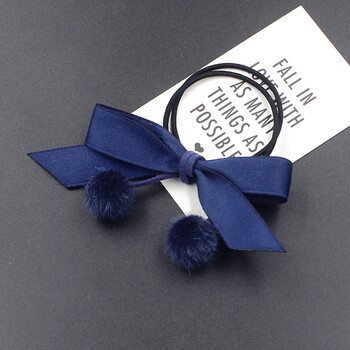 球蝴蝶结发圈头花发饰品森女系扎发皮筋发绳韩国女头绳小清新 2#蓝色