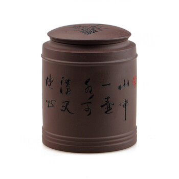 品茶忆友 茶叶罐 宜兴紫砂密封罐 紫砂茶缸普洱醒茶罐大号 紫砂茶叶罐 紫砂茶缸 新款兰花停售