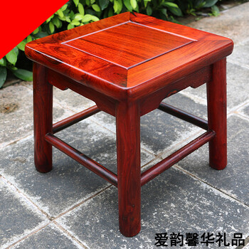 老挝大红酸枝四方凳子 换鞋凳 交趾黄檀小方凳休闲凳 红木小方凳 休闲