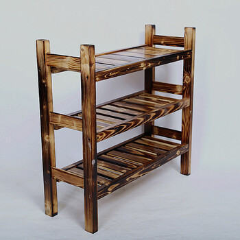 火烧碳化菜架实木菜架子带轮餐厅定做酒店实木移动火锅三层烧烤储物架