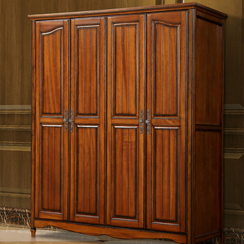 美式实木大衣柜卧室家具储物柜黄樱桃色【行情 报价 价格 评测】-京东