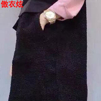 傲衣炫 2015新款秋冬韩版修身显瘦中长款仿羊羔毛绒无袖连帽背心马甲女外套 L3029 黑色 S