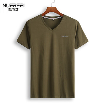 大码v领短袖t恤男胖子加肥加大鸡心领肥佬大号半袖体恤衫警服短袖警