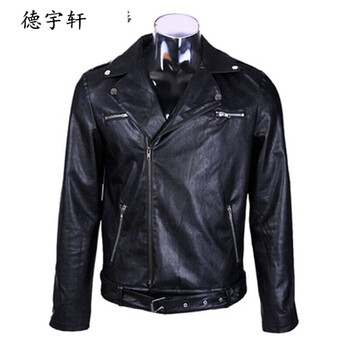 行尸走肉尼根皮衣外套皮夹克pu皮短款修身潮男机车 黑色 s