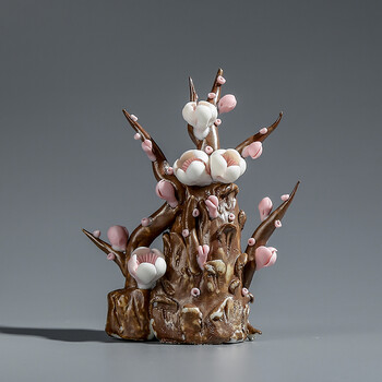 陶瓷花朵创意手工艺品茶宠摆件精品梅花玉兰花茶具茶道配件装饰品