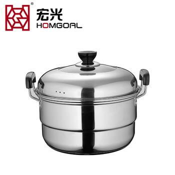 宏光HOMGOAL 柏格不锈钢蒸锅30CM 复底加厚家庭装 电磁炉通用 蒸锅二层 汤锅多用