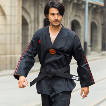 gfv 夏装跆拳道服儿童 跆拳道服装黑色大师服 黑色 xxl