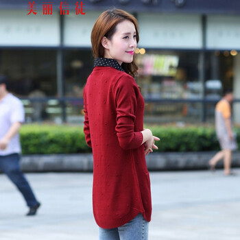 美丽信徒 针织衫女毛衣女套头冬韩版YZZS023 酒红 均码