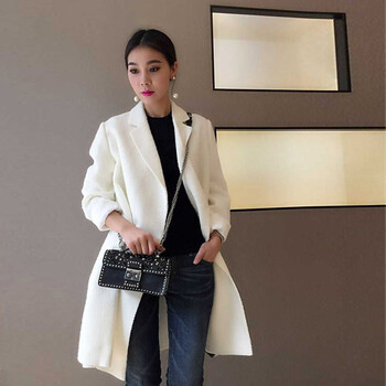 职业阿玛施特女装旗舰店 专柜正品 2015秋冬装新款时尚中长款风衣女装大衣外套 白色风衣 S(2码)