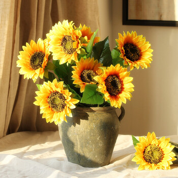 萌肉居 田园向日葵仿真花假花创意客厅餐厅店铺装饰花束摆件家居饰品