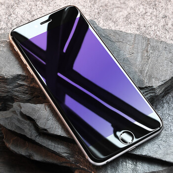 7玻璃膜7plus全屏ip8抗蓝光i6s手机贴膜六puls 7p/8p-蓝光【全屏黑】