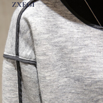 ZXEGI女装 2015秋冬新款韩版小香风中长款七分袖卫衣外套风衣女 W107 灰色 L