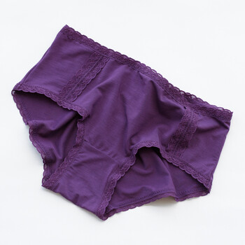 女士内裤 三角裤中腰大码 蕾丝花边无痕内裤女 wn008:紫 xxl