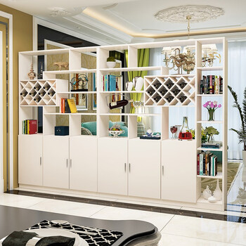 门厅间厅柜双面屏风简约现代展示装饰柜子客厅玄关柜隔 四门附格暖白