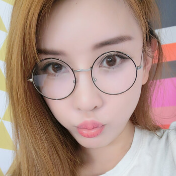 眼镜男蓝光无度数金丝平面镜女韩版潮电脑圆框复古pr 防蓝光黑圈银框