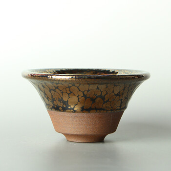黄上兴建盏建阳窑原矿茶碗建窑建盏金油滴茶杯撇口茶盏_现价1380元