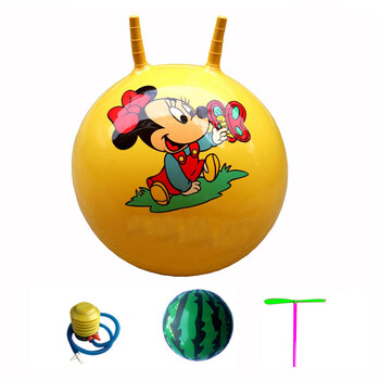 卡通羊角球 跳跳球 加厚儿童幼儿园大人充气球防爆大号蹦蹦球 50cm