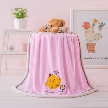 婴儿毛毯宝宝儿童毯子新生幼儿小盖毯四季珊瑚绒空调薄款 粉色锅铲鸡