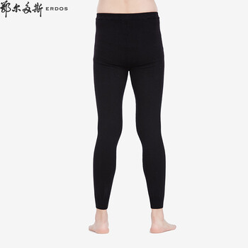 鄂尔多斯 羊绒混纺 男士弹力裤 纯黑 180/94B/99