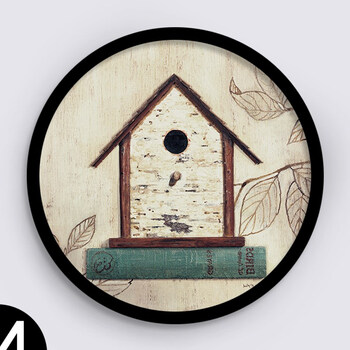 圆形装饰画客厅挂画美式乡村墙画餐厅田园有框画卧室花鸟玄关壁画sn