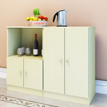 餐边柜橱柜储物柜微波炉架碗柜厨房柜子阳台柜收纳柜 白枫色-bc 双门