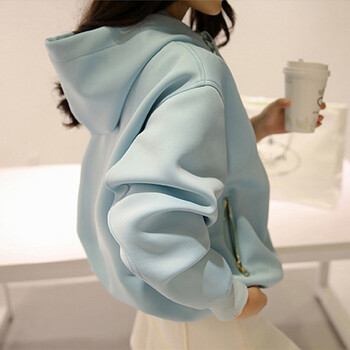 稻苗2015秋冬宽松休闲大码棒球服太空棉卫衣外套女459 蓝色 L