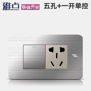 雅点(art dna)开关插座 带led指示灯 双开单控电源插座 a89银色 118型