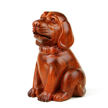 桃木狗十二生肖狗摆件木雕摆件属相狗实木雕刻木质狗摆件 桃木狗摆件