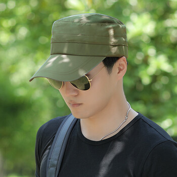 玖霖 帽子男空顶户外骑行登山平顶帽遮阳帽棒球帽军帽中老青年鸭舌帽