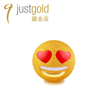 justgold镇金店表情love黄金足金耳钉耳环 简约时尚个性1321191y
