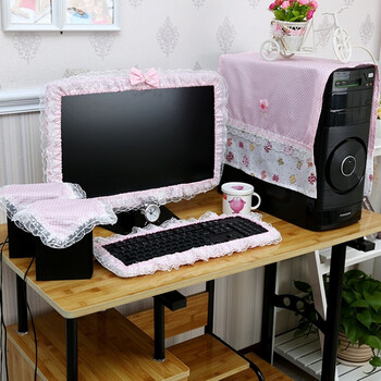 蕾丝可爱创意台式机液晶电脑五件套电脑罩子边框防尘装饰圈 满天星