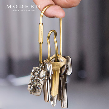 MODERNCREATIVEFANSION黄铜钥匙扣 创意男女士汽车钥匙圈简约大环大容量防丢纯铜钥匙扣
